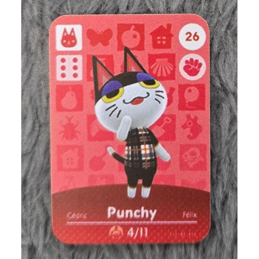 Animal Crossing NFC Card Punchy No 26 Compatible with New Horizons Tested